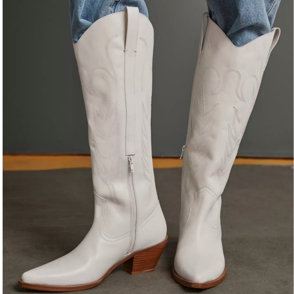 Free People Shoes - New Coconuts by Matisse x Free People Agency 7.5 White Leather Embroidered Tall